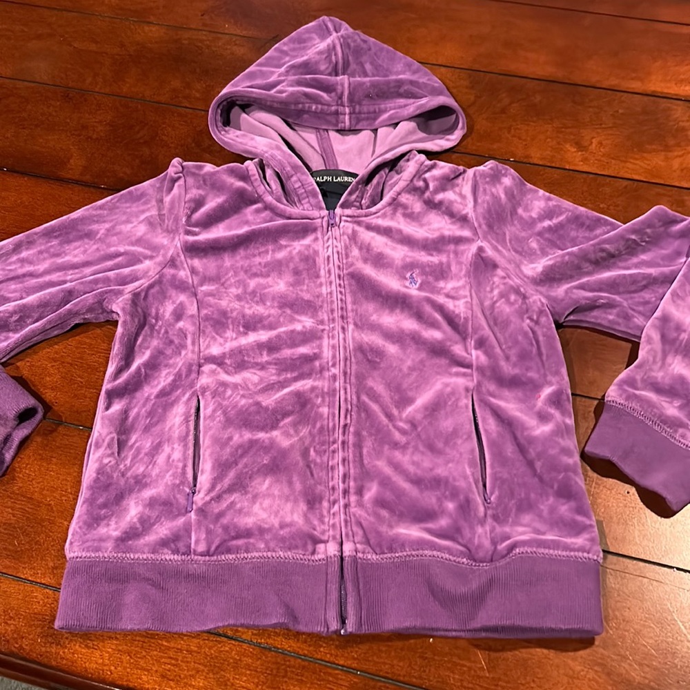 Ralph Lauren Polo Velour Hooded Zip up Jacket with Pockets Size 6X